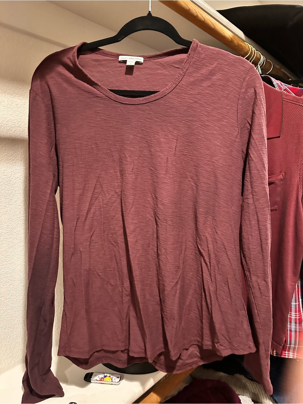 James Perse Long Sleeve Crewneck Top - Mauve Pink